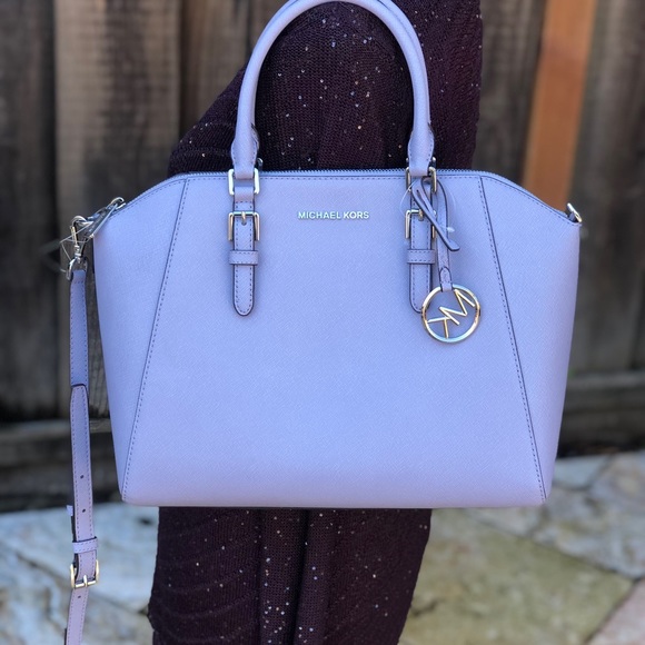 NWT Michael Kors large Ciara leather satchel lilac - Picture 8 of 8
